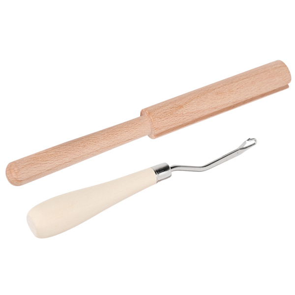 Buet hæklenål værktøj DIY håndlavet tæppe hæklenål træ tråd cutter sæt