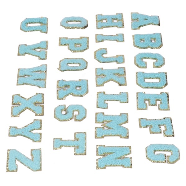 26 kpl silitys kirjaimilla A-Z Siniset kirjaimet Kulta kimaltelevat reunat vaatteet ompelu kirjonta rautamerkki koristeet