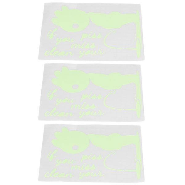 3 st Luminous Stickers Söta Mönster Vattentäta Självhäftande DIY Konst Dekaler för Toalett Vägg Fönster Dekoration Hantverk