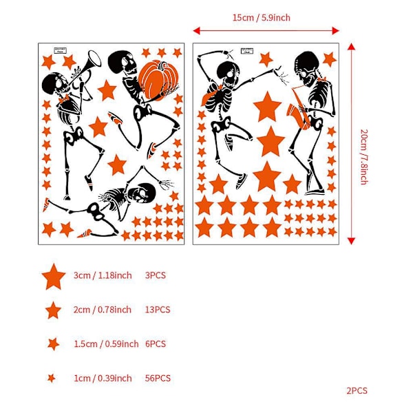 Glødende Halloween Skelet Vægstickers - Lysende Vindueklistermærker & Vægstickers