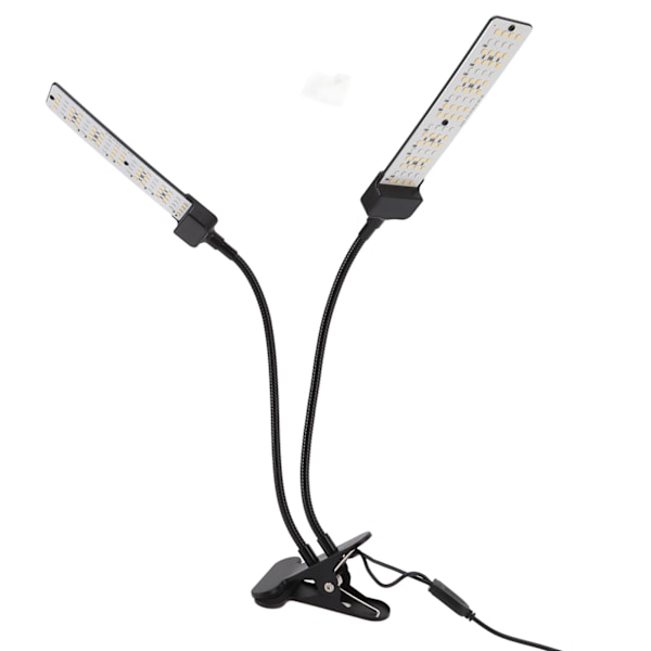 Dubbelhuvud växt växer lampor fullspektrum klämma på lampor solskydd inomhus grönsaksodling lampa med timer 100‑240V EU-kontakt