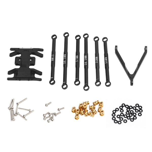 6 stk koblingsstangsett for SCX24 Aluminium Alloy Lett Vekt Utsøkt Design 1/24 Koblingsstangsett for Axial SCX24 RC Bil Svart