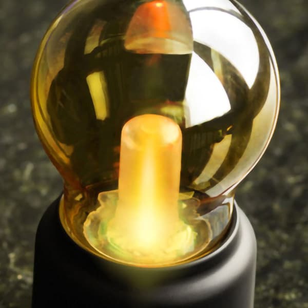 Natlampe USB-genopladelig pæreformet bordlampe til soveværelse og kollegieværelse, sort