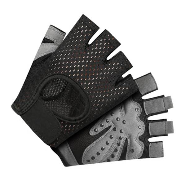 2 stk. Halvfinger Sports Handske Polyester Slidstærk Anti-Slip Kort Finger Handske til Cykling Ridning Excising Sort S