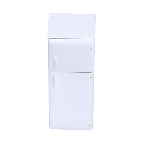 1:12 Dockhus Kylskåp Trä Miniatyr Kyl Möbel Dekoration Present Leksak Silver