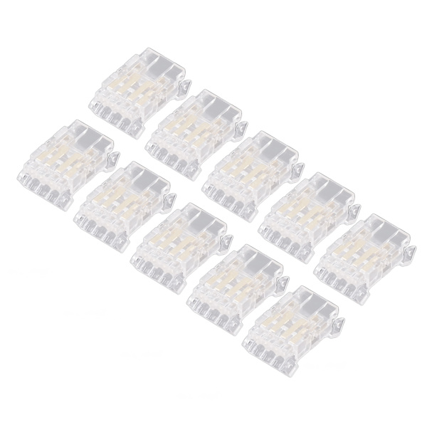 10 stk. COB LED-strip til ledningsforbindelse 4-benet 10 mm gennemsigtig loddefri LED-adapterforbindelser til hjem, skole og kontor