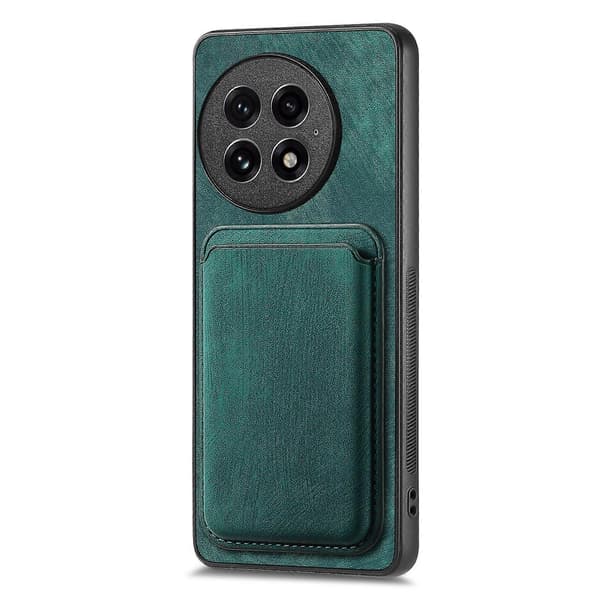 Deksler for OnePlus 13 Kompatibelt med MagSafe Lær Bakside med Avtakbar Kortholder Green
