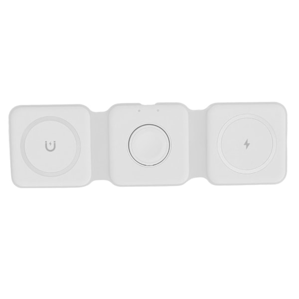 3 i 1 trådløs lader for iPhone magnetisk sammenleggbar 3 i 1 ladestasjon reiselader for flere enheter hvit