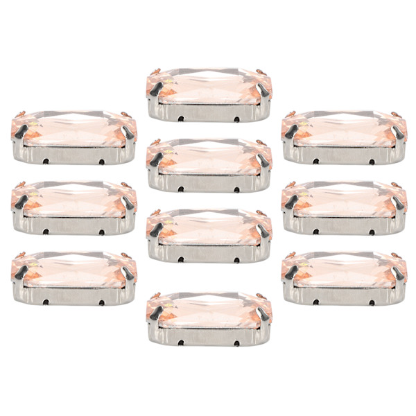 10 kpl ommeltavia strass-kristalleja, kiiltäviä nappeja koristeluun DIY-askarteluun, vaatteisiin, kenkiin, laukkuihin, 0,71 x 1,1 tuumaa, pinkki, suorakulmainen