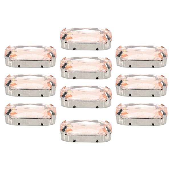 10 stk sy på rhinestones krystaller skinnende knapper dekorasjon for DIY håndverk klær sko vesker 0,71 x 1,1 tommer rosa rektangulær