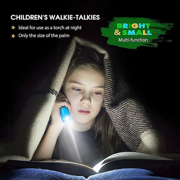 Walkie Talkies 2-pak, Talkies til børn 8 kanaler 2-vejs radiolegetøj med baggrundsbelyst LCD-lommelygte, 3 miles rækkevidde til børns udendørs eventyr camping Biki