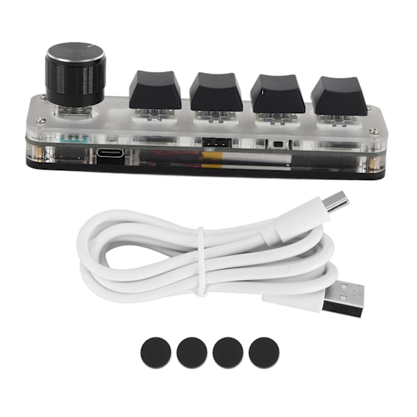 Minitangentbord 4 tangenter 1 knopp USB eller BT Blue Switch Plug and Play Programmerbar knappsats med bakgrundsbelyst för Gaming Office Media