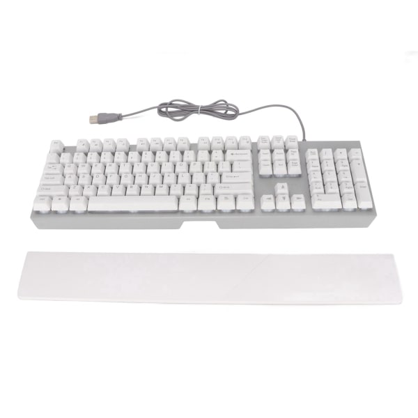 RGB kablet tastatur med håndledsstøtte 104 taster klare tegn God modstandsdygtighed Tastatur med mekanisk følelse til kontorspil Hvid