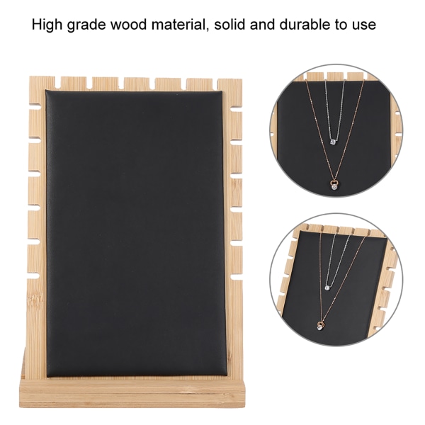 Træ Halskæde Armbånd Vedhæng Smykker Organizer Display Holder Stand Rack (sort)
