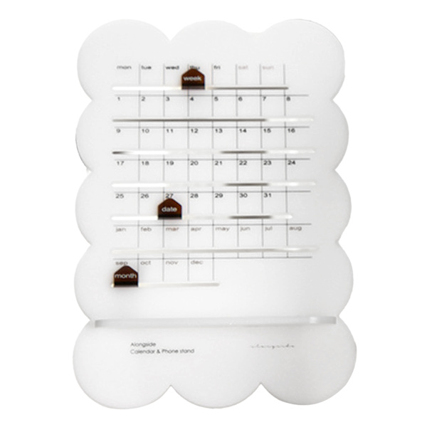 Månatlig skrivbordskalender multifunktionell söt manuell DIY akryl transparent evighetskalender med tecknade klistermärken blomsterkanter