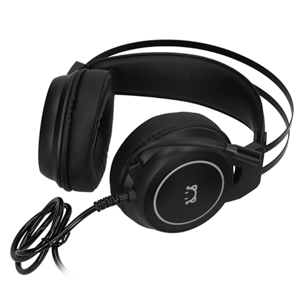 Headset för spel med huvudmontering, 50 mm högtalarenhet, stereo 360° allround riktningsbestämd böjbar hörlur, svart