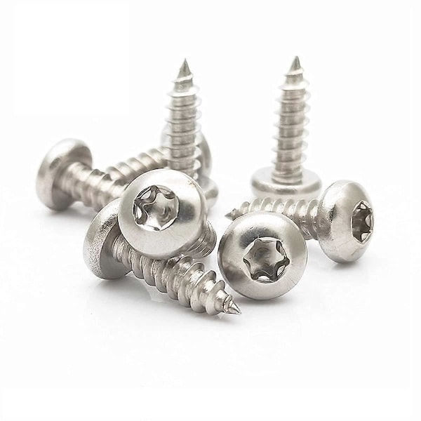 50 stycken M4x20mm Självgängande Skruvar, Torx Skruvar med Platt Huvud, Rostfria Självborrande Skruvar med Runt Huvud