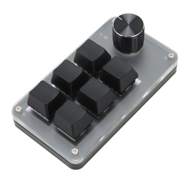 Minitastatur med 6 taster med knott RGB lyseblå bryter Kablet tilkobling Plug and Play DIY Programmerbar enhånds mekanisk tastatur