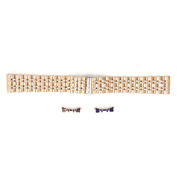 Klokkearmbånd i rustfritt stål, erstatning for klokkearmbånd, justerbar lengde, klokkebånd i roségull, 19 mm / 0,75 tommer