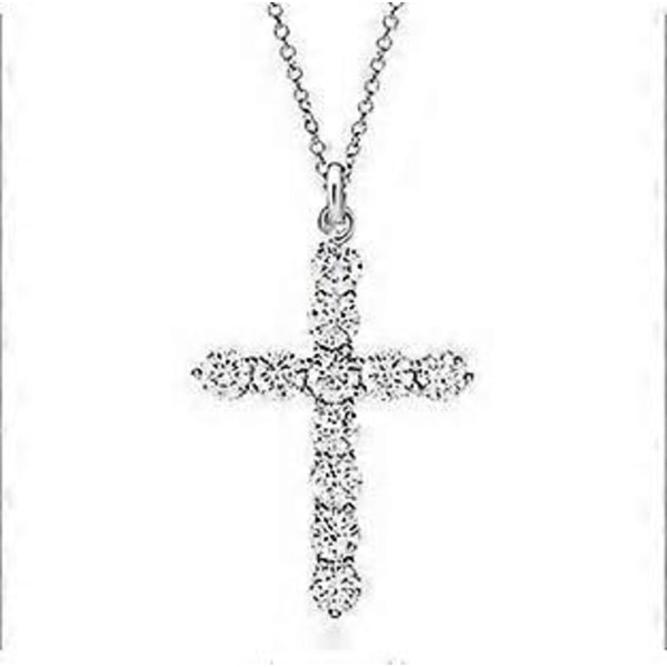 925 Sterling Sølv Dame Cubic Zirconia Kors Vedhæng Halskæde