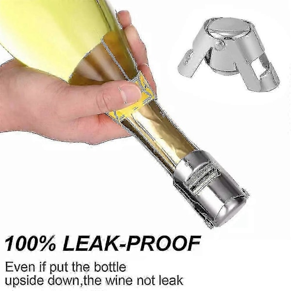 3 stk. Genanvendelig Rustfrit Stål Mousserende Prosecco Flaskelukker Saver Vin Champagne Prop