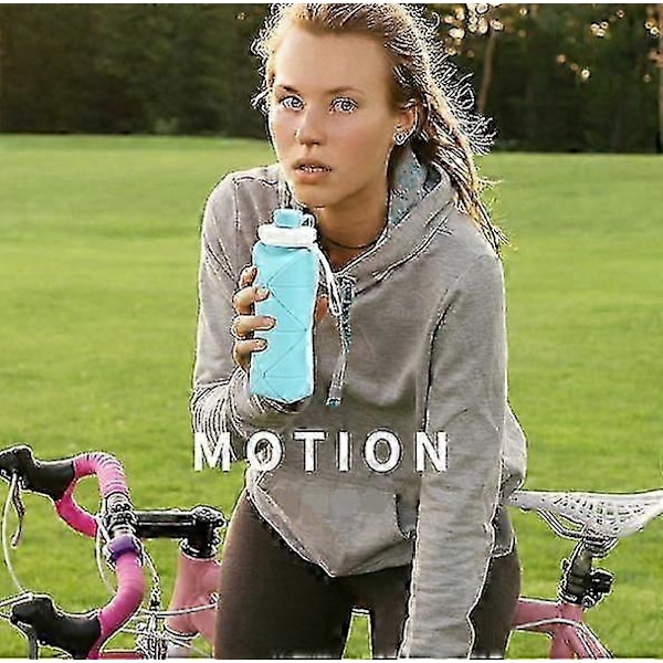 600ml Foldbar Silikone Vandflaske Sports Vandflaske Lyseblå