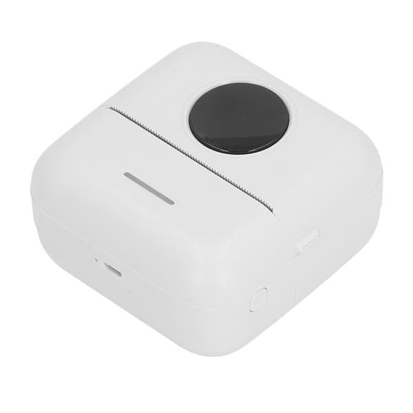 Lomme termoprinter Bluetooth High Definition Bærbar Mini Printer til QR-kode Etiket Hvid