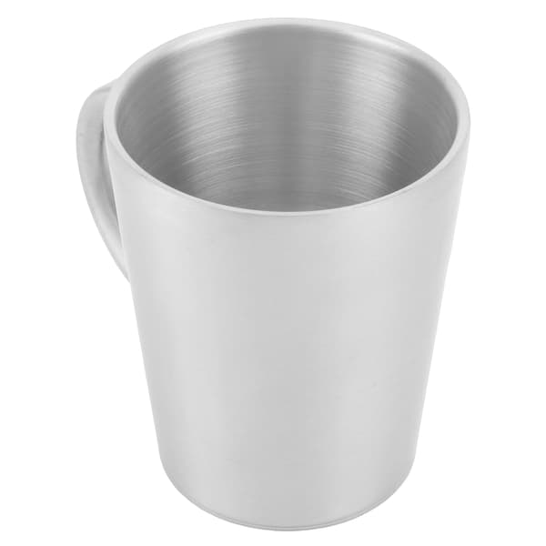 300 ml Bærbart Krus 304 Rustfrit Stål Dobbeltvægget Isoleret Kaffe Øl Kop med Håndtag Mat Sølv