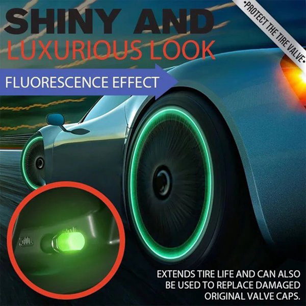 4 st Luminous Däckventilskydd Fluorescerande Vattentät Starkt Gummiupplyst Hjulventilstam för Bilfordon