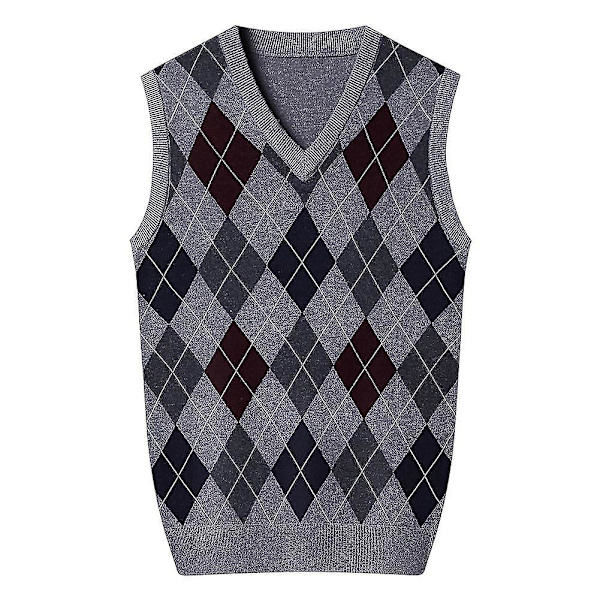 Herrar Casual Slim Fit V-hals Stickad Väst - Grå