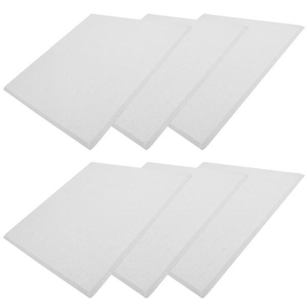 6 stk lydabsorberende plater akustisk polyesterfiber lydisolerte brannsikre lyddempingspaneler (hvite)