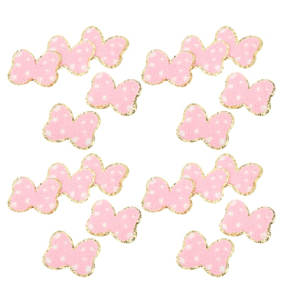 20 st Rosett Stryk på Patches Mode Rosa Söt DIY Rosett Sy Broderi Chenille Patches för ryggsäckar Kläder Jackor