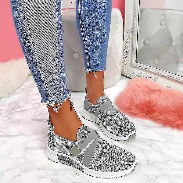 Ortopædiske platform slip-on sneakers til kvinder, grå, størrelse 40