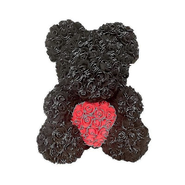 Dropshipping 40cm Rosbjörn Hjärta Konstgjord Blomma Ros Teddybjörn För Kvinnor Alla Hjärtans Dag Bröllop Födelsedag Julklapp Svart röd H 40CM
