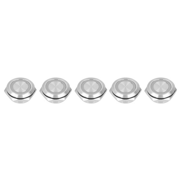 5 stk øjeblikkelig trykknap-afbryder Metal Auto Reset Ultratynd Vandtæt med LED 22mmDC12~24V Gul