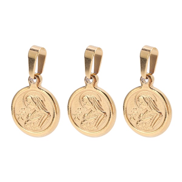 3PCS Mini Reliefs Jomfru Maria Anheng Avtakbar Rustfritt Stål Jomfru Maria Halskjede Jomfru Anheng for Religiøs GaveRF22-SP22