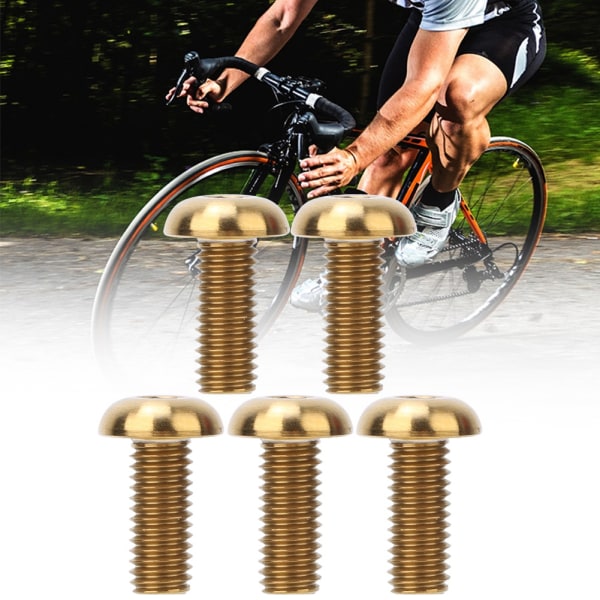 5 st / förpackning titanlegering M5*12 Cykel Vattenflaskhållare Bultar M5*10 Skivbromsskruvar (M5*12 Guld)