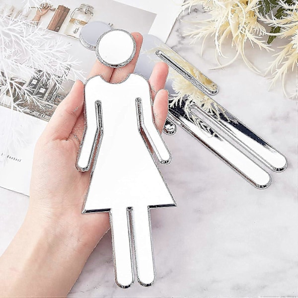 Toalettskyltar Självhäftande för Damer och Herrar, Toalettdörrskyltar för Hem, Hotell, Kontor, Butik, Parkering, Restaurang (Silver)_SZXM