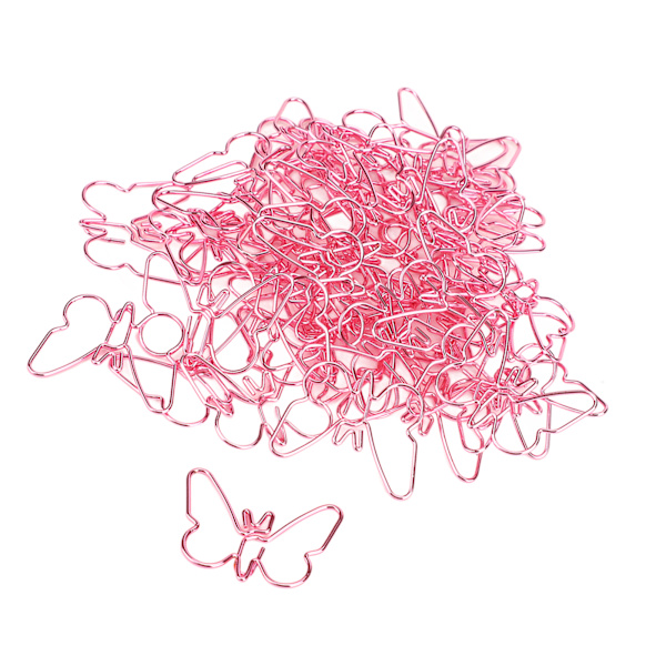 50 stk. Pink Butterflies Papirclips Tegneserie Farve Plating Innovative Søde Papirclips til Kontor Hjem Skole