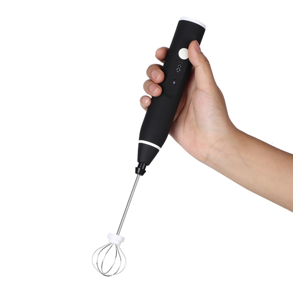 Elektrisk automatisk eggevispermikser Melkeskummer 3-trinns justerbar blender med USB-lading Svart