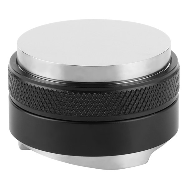 Dobbelthodet kaffedistributørnivåverktøy Justerbar kaffepulverstamper med 3 vinklede skråninger/flat baseSvart 51mm