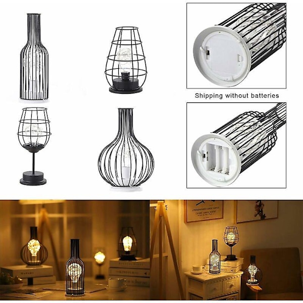 Dekorativ Bordslampa, Retro Bordslampa, Burstil, Nattlampa, Retro, Batteridriven, Skrivbordslampa för Sovrum [Energiklass A]