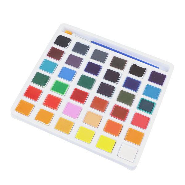 Solid Akvarell Set 36 Färger Ljus Delikat Textur Färg Pigment Kit med Pensel för Konstnärer Studenter