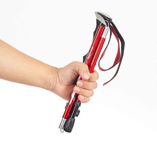 Vandrestave, Foldbare Vandrestave 95-110cm Teleskopisk Sammenklappelig Stok med Mudderkurv Aluminiumlegering til Udendørs Vandring Gåture Camping, Rød