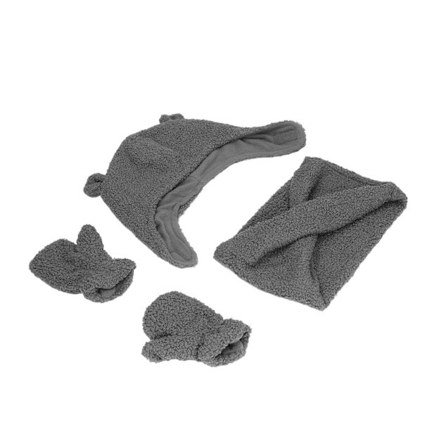 Söt babyhatt handskar halsduk set polyester fiber dubbla lager håller varm vinterhatt handskar halsduk