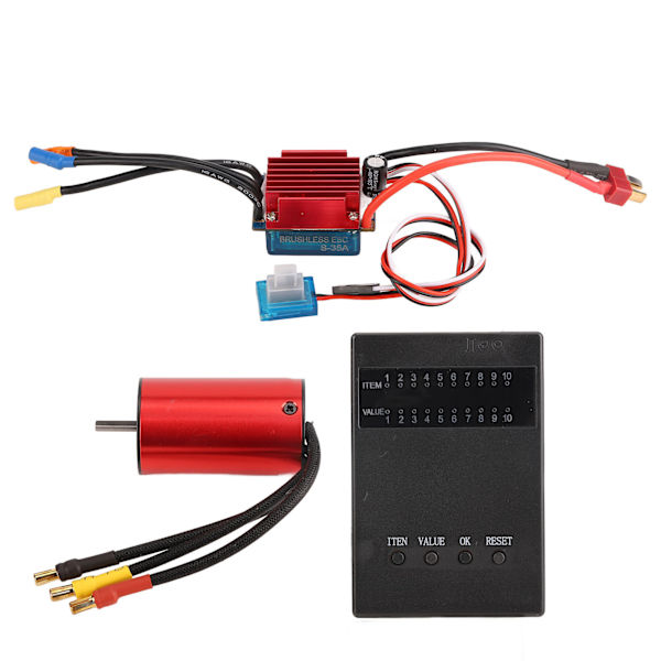 4400KV Borstlös Motor Set Aluminiumlegering Plast 35A Elektronisk Hastighetsregulator Programmeringskort för Traxxas 1/12 RC Bil