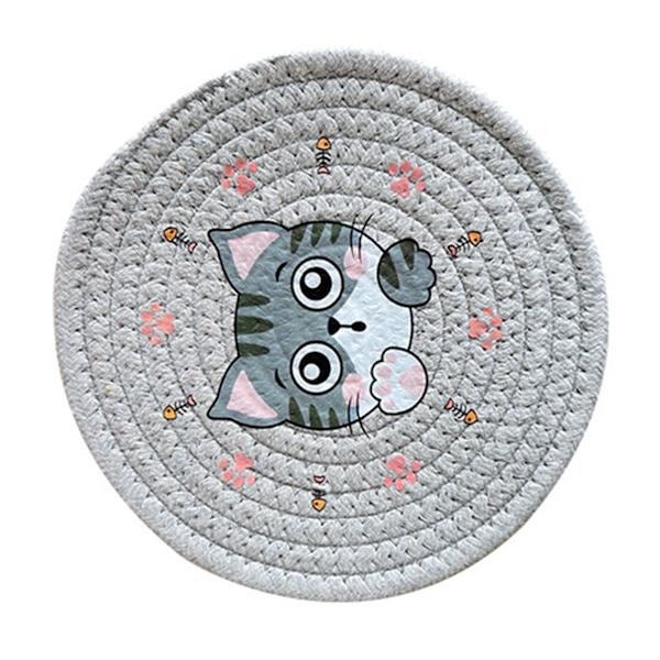 18 cm husholdningsbord varmeisolerende gryteunderlag rund plate varmeisolerende matte varmeisolerende plate matte lysegrå katt