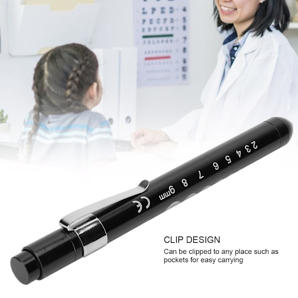 Professionel Diagnostisk Lampe Klinisk Pen Oftalmologisk Undersøgelse Pupil Check Pen Lys Sort