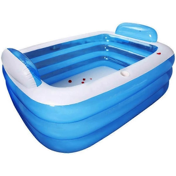 Uppblåsbar Pool - PVC-pool för Barn och Vuxna - Perfekt Utomhusplaskpool för Trädgård, Terrass, Balkong - Rektangulär - Blå (150 x 105 x 55 cm)