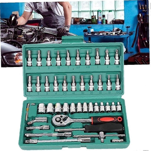 Grönt Hylsnyckelset Bilreparationsverktyg Set Glidsats Kit Skruvmejsel Verktygsset Grön Set